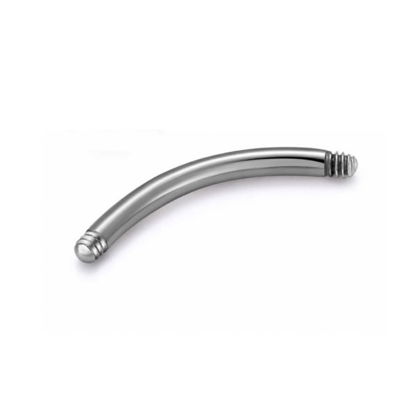 Implant Grade Titanium Threaded Curved Barbell – Natural Titanium Color